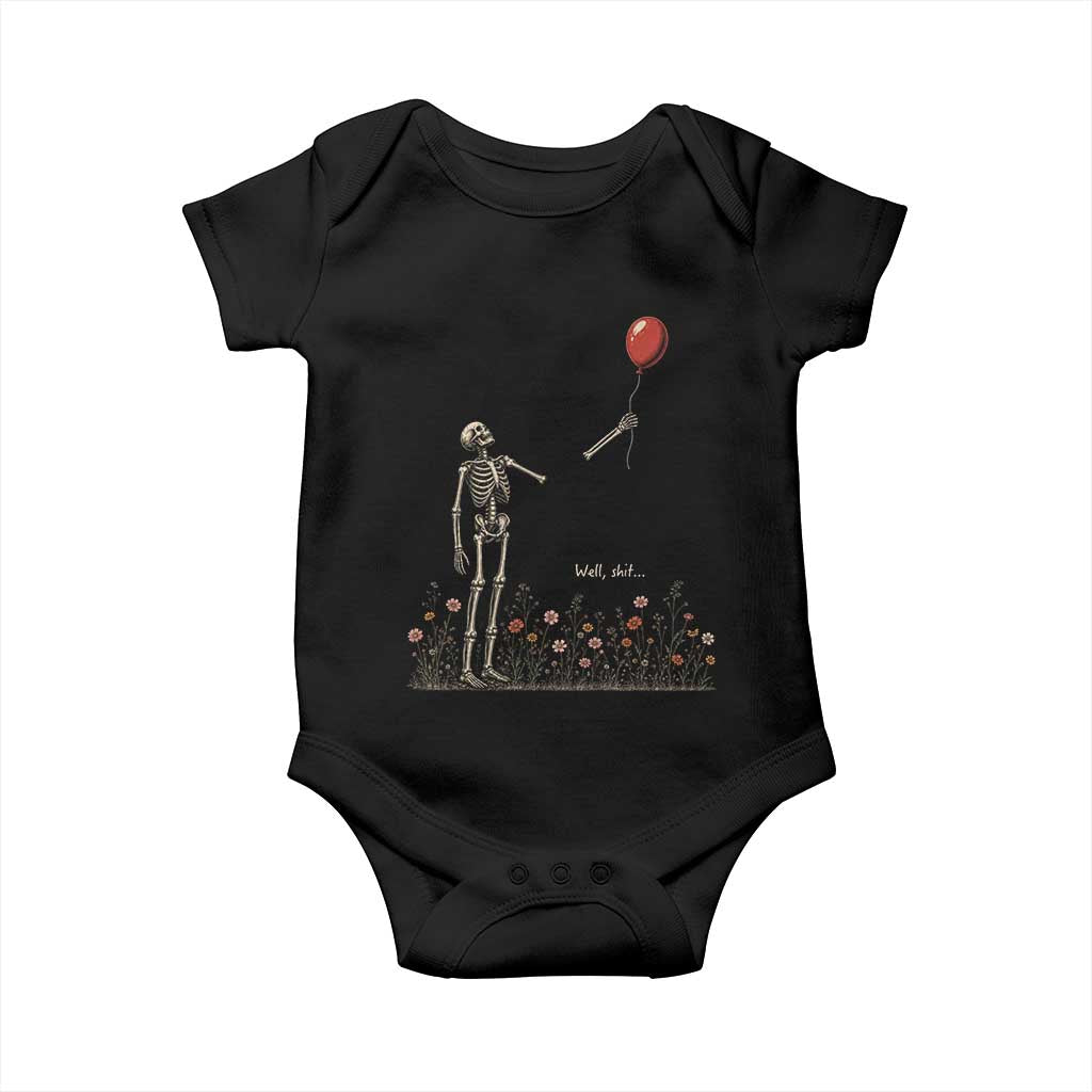 Well Shit Skeleton Lost Balloon Floral Funny Gothic Halloween Baby Onesie