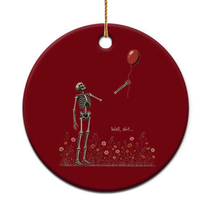 Well Shit Skeleton Lost Balloon Floral Funny Gothic Halloween Ceramic Ornament