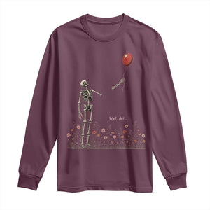 Well Shit Skeleton Lost Balloon Floral Funny Gothic Halloween Long Sleeve Shirt