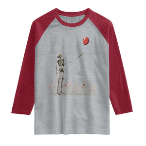 Well Shit Skeleton Lost Balloon Floral Funny Gothic Halloween Raglan Shirt