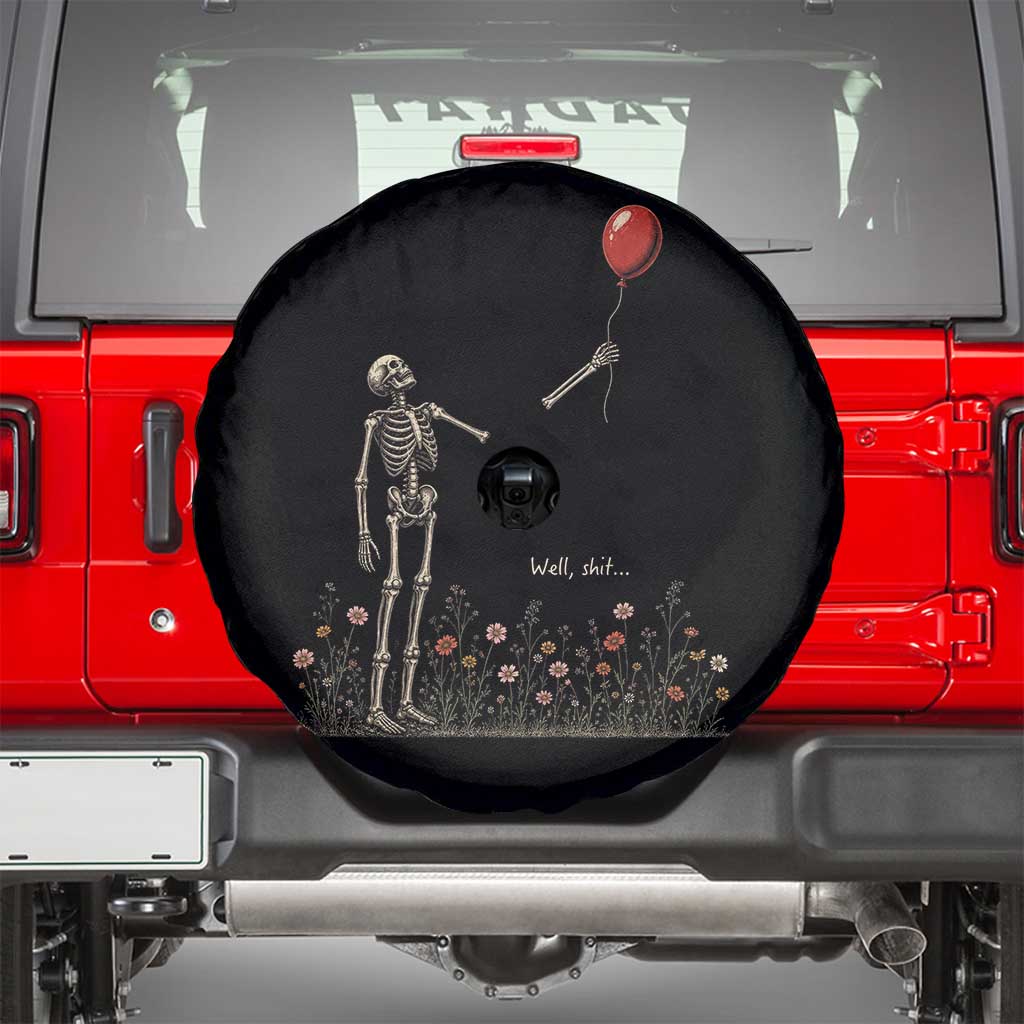 Well Shit Skeleton Lost Balloon Floral Funny Gothic Halloween Spare Tire Cover