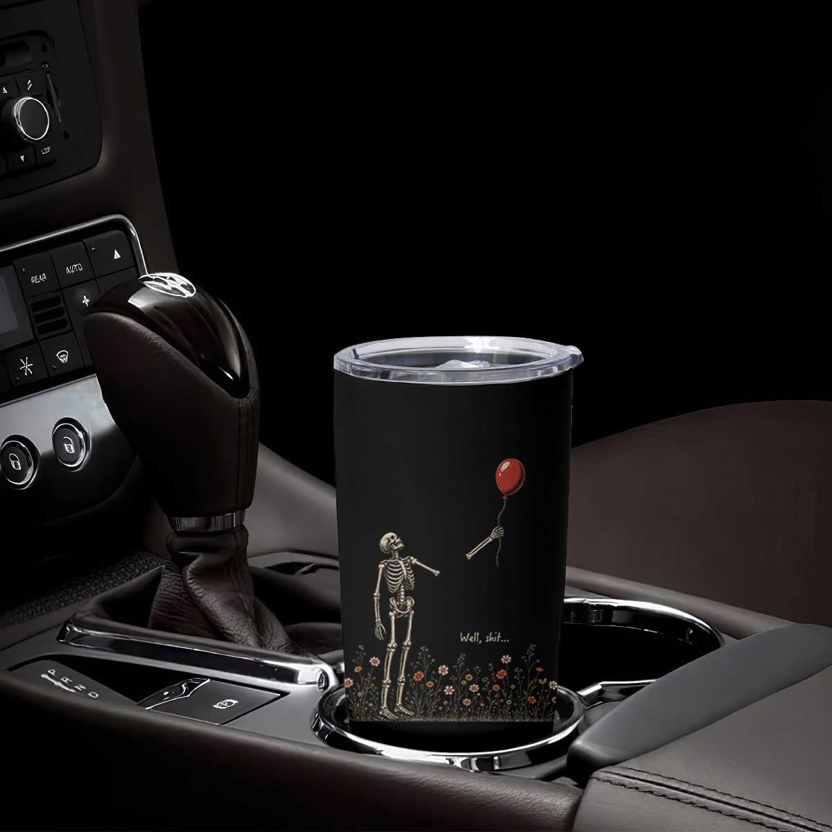 Well Shit Skeleton Lost Balloon Floral Funny Gothic Halloween Tumbler Cup