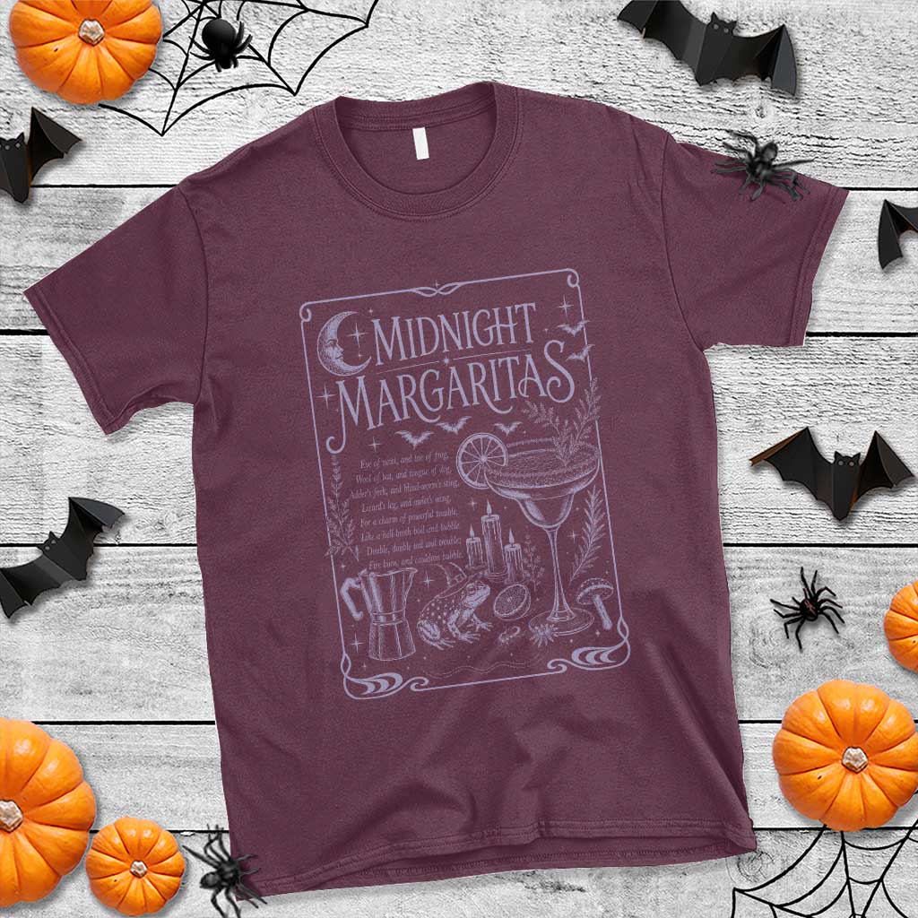 Midnight Margaritas Witch Halloween Cocktail T Shirt Funny Magic Tequila Lover