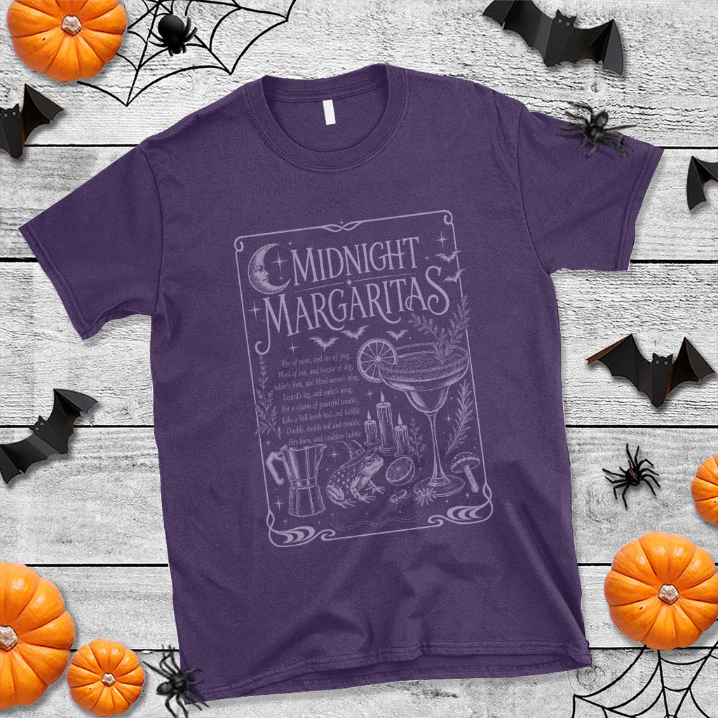 Midnight Margaritas Witch Halloween Cocktail T Shirt Funny Magic Tequila Lover