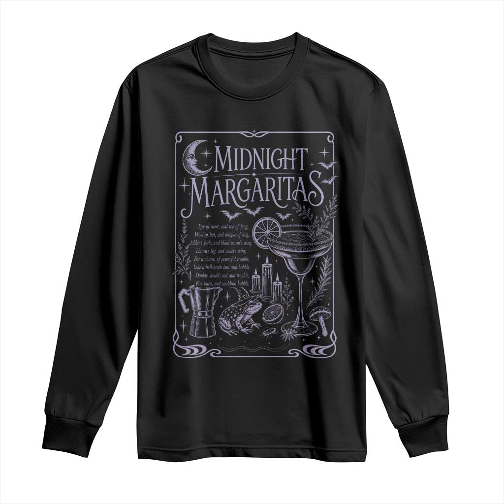Midnight Margaritas Witch Halloween Cocktail Long Sleeve Shirt Funny Magic Tequila Lover