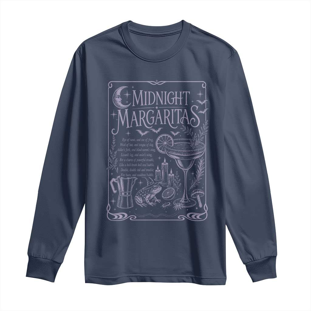 Midnight Margaritas Witch Halloween Cocktail Long Sleeve Shirt Funny Magic Tequila Lover