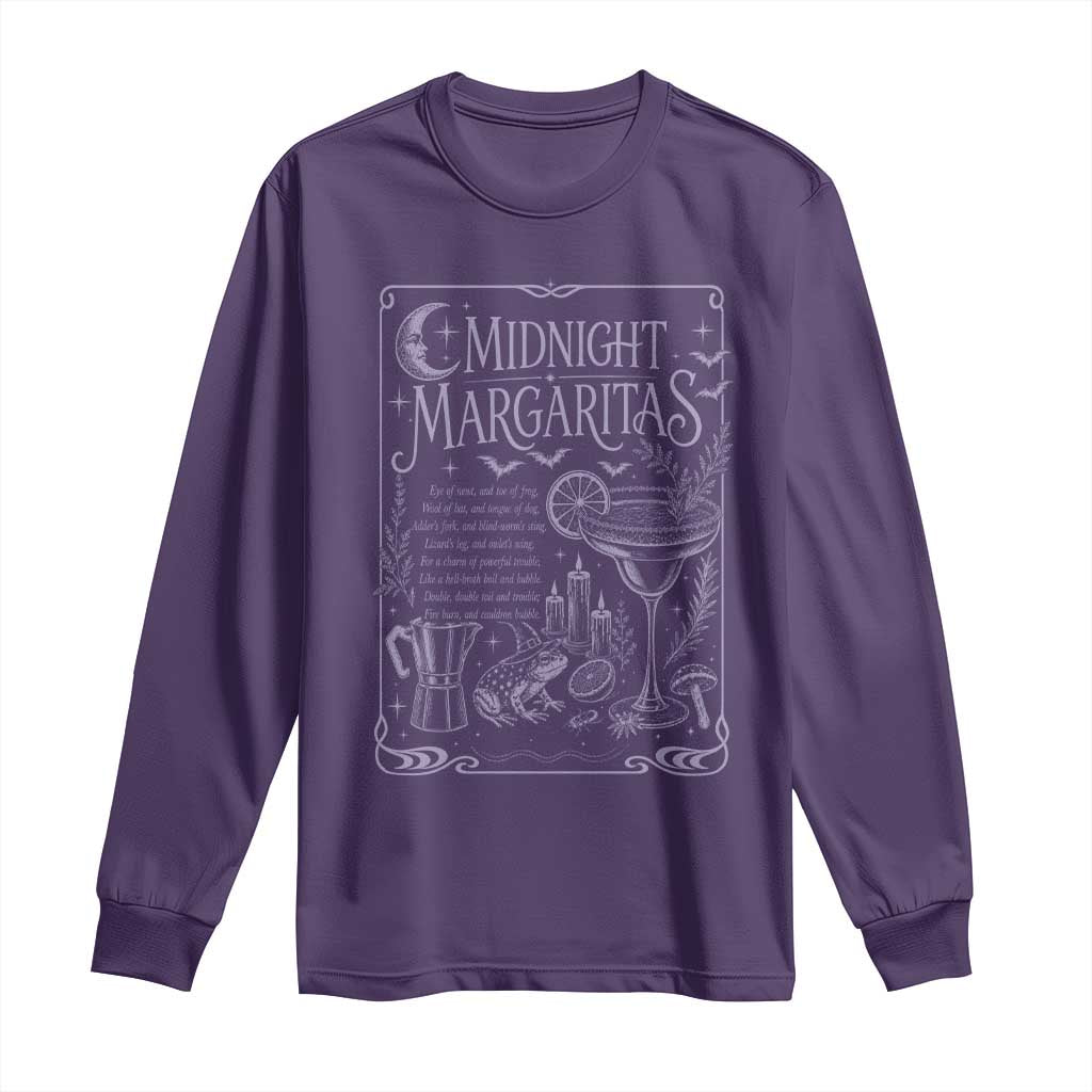 Midnight Margaritas Witch Halloween Cocktail Long Sleeve Shirt Funny Magic Tequila Lover