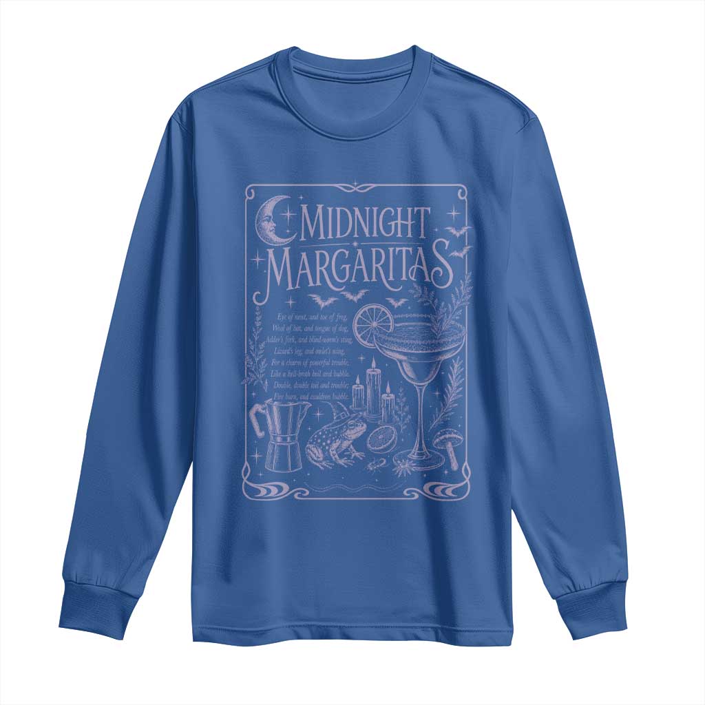 Midnight Margaritas Witch Halloween Cocktail Long Sleeve Shirt Funny Magic Tequila Lover