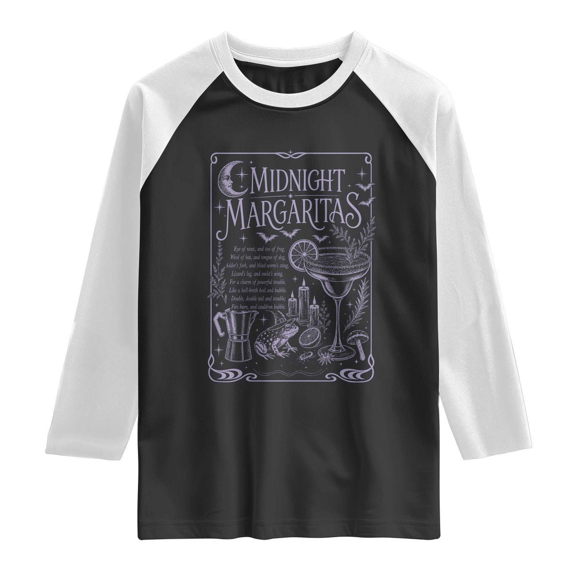 Midnight Margaritas Witch Halloween Cocktail Raglan Shirt Funny Magic Tequila Lover