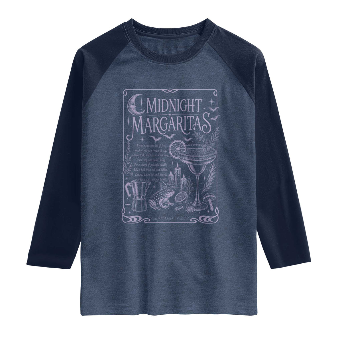 Midnight Margaritas Witch Halloween Cocktail Raglan Shirt Funny Magic Tequila Lover