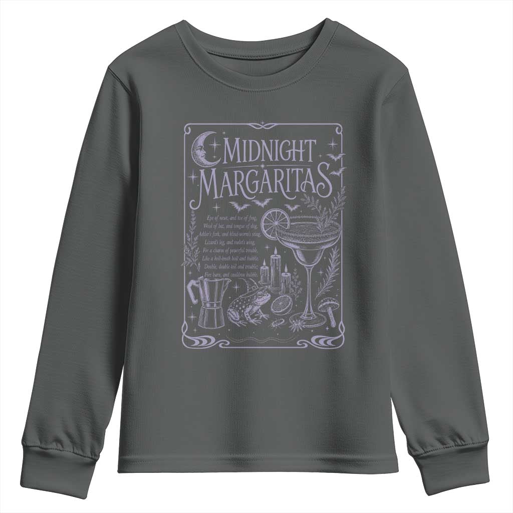 Midnight Margaritas Witch Halloween Cocktail Youth Sweatshirt Funny Magic Tequila Lover