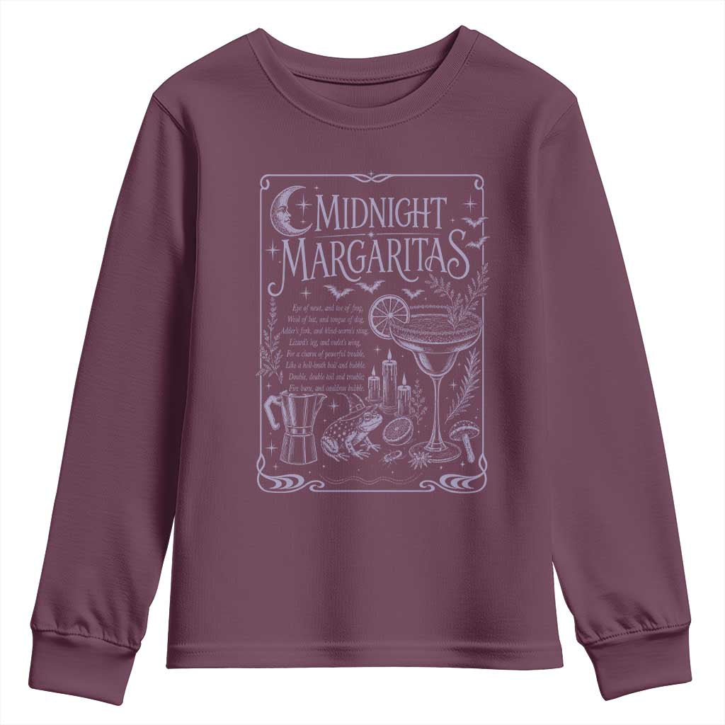 Midnight Margaritas Witch Halloween Cocktail Youth Sweatshirt Funny Magic Tequila Lover
