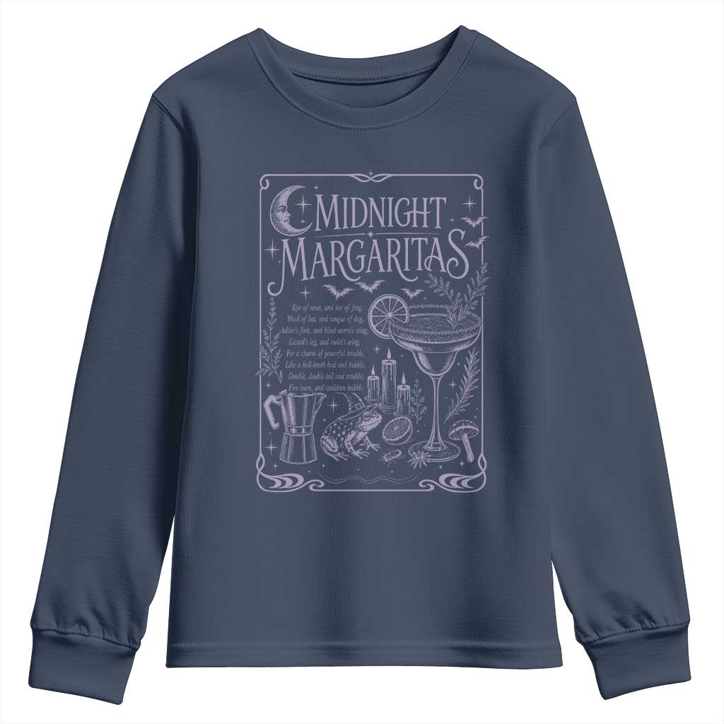 Midnight Margaritas Witch Halloween Cocktail Youth Sweatshirt Funny Magic Tequila Lover