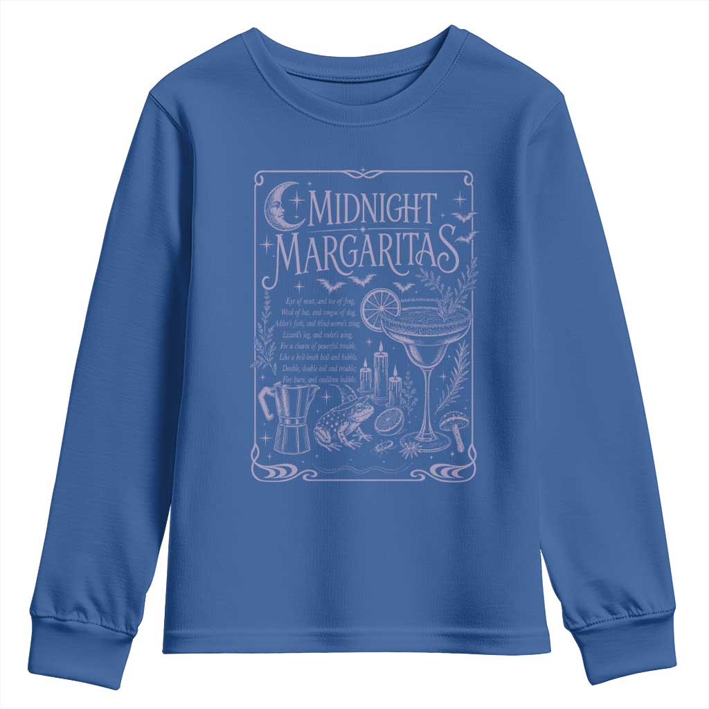 Midnight Margaritas Witch Halloween Cocktail Youth Sweatshirt Funny Magic Tequila Lover