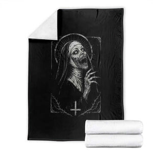 Horror Creepy Unholy Nun Demon Occult Scary Goth Throw Blanket