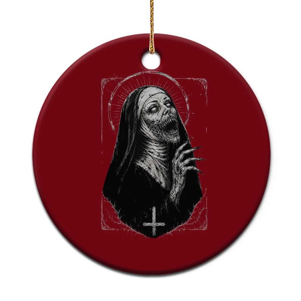 Horror Creepy Unholy Nun Demon Occult Scary Goth Ceramic Ornament