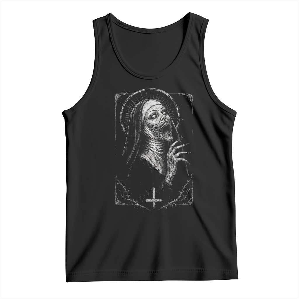 Horror Creepy Unholy Nun Demon Occult Scary Goth Tank Top