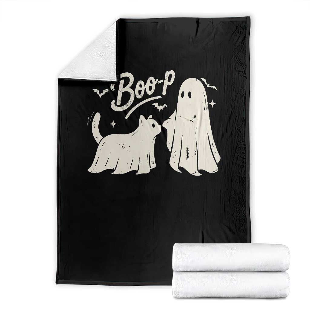 Funny Boo Boop Cat Ghost Halloween Throw Blanket Cat Lovers Gifts