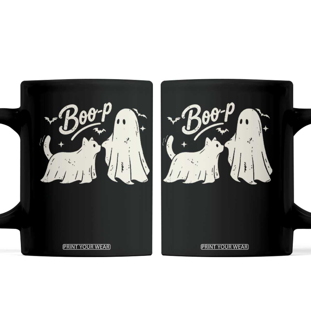 Funny Boo Boop Cat Ghost Halloween Coffee Mug Cat Lovers Gifts