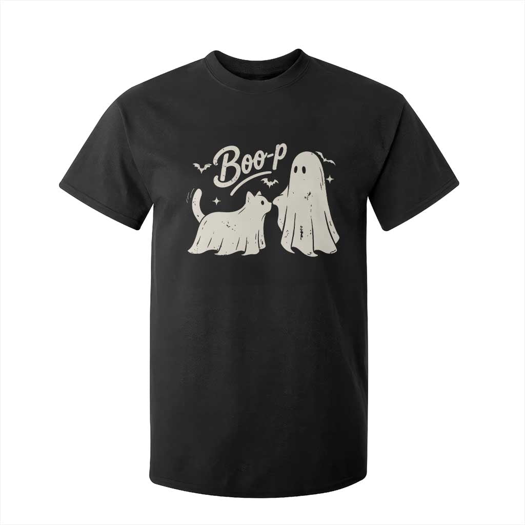 Funny Boo Boop Cat Ghost Halloween T Shirt For Kid Cat Lovers Gifts