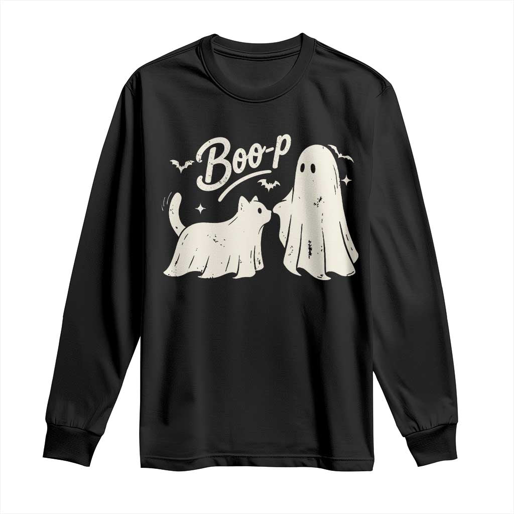 Funny Boo Boop Cat Ghost Halloween Long Sleeve Shirt Cat Lovers Gifts