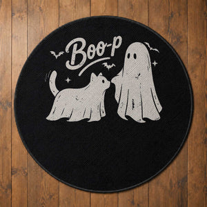 Funny Boo Boop Cat Ghost Halloween Round Rug Cat Lovers Gifts