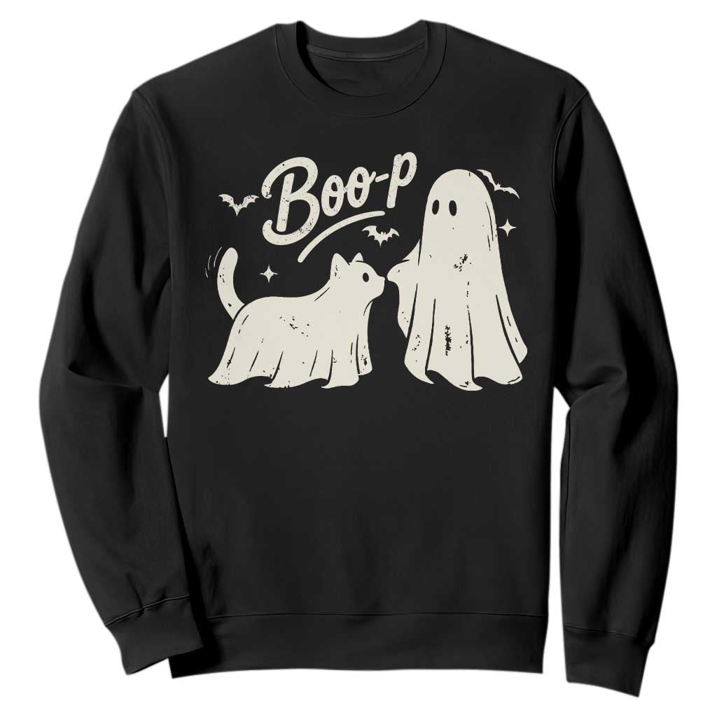 Funny Boo Boop Cat Ghost Halloween Sweatshirt Cat Lovers Gifts