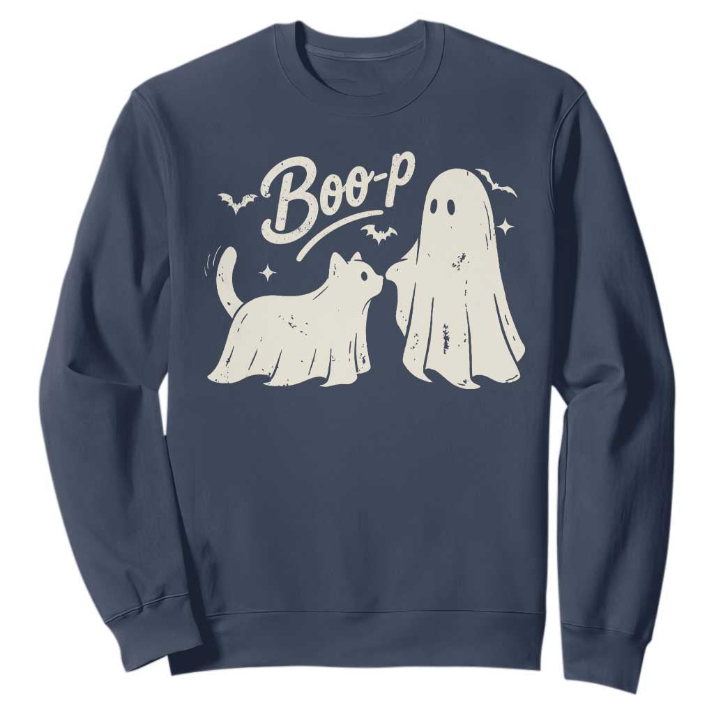Funny Boo Boop Cat Ghost Halloween Sweatshirt Cat Lovers Gifts