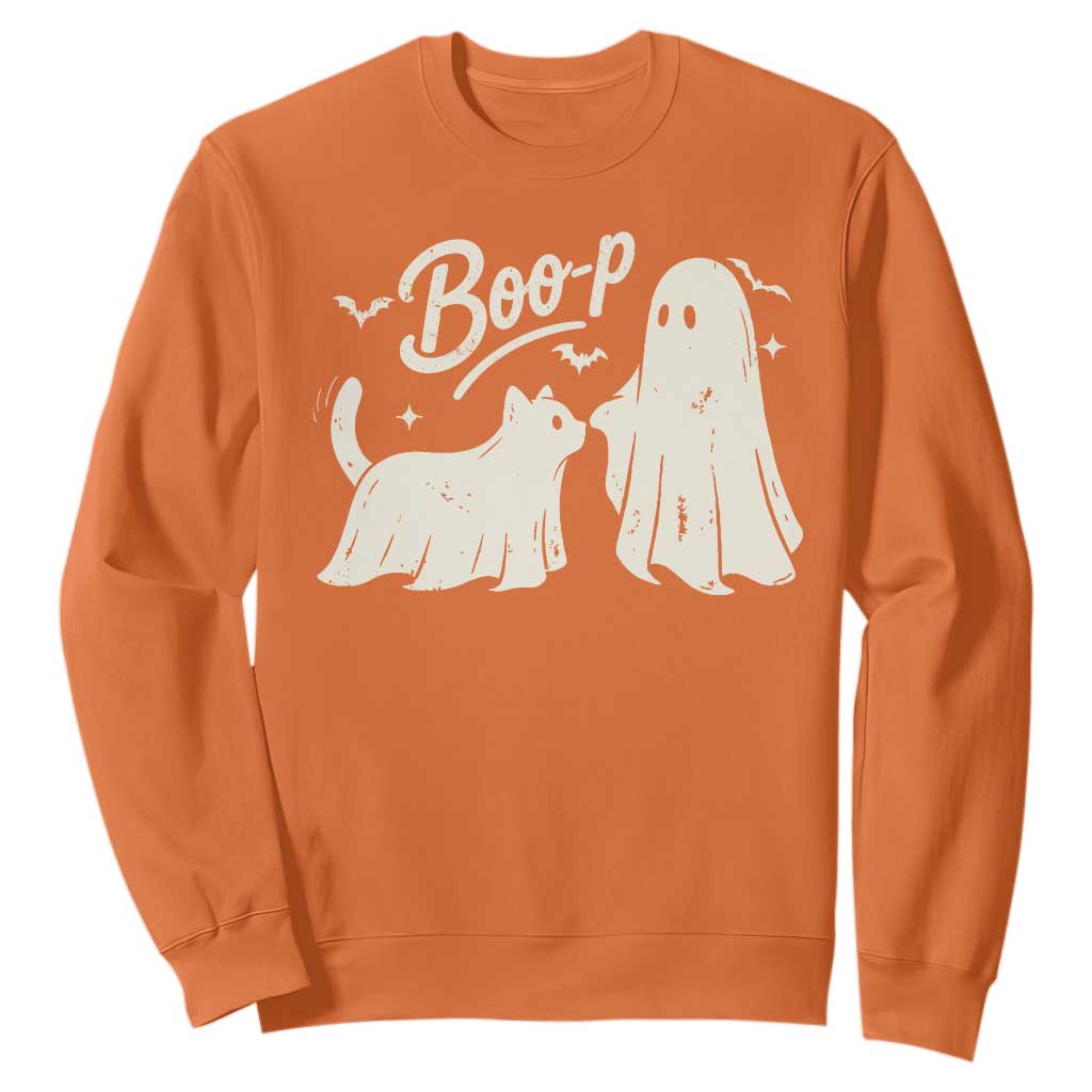 Funny Boo Boop Cat Ghost Halloween Sweatshirt Cat Lovers Gifts