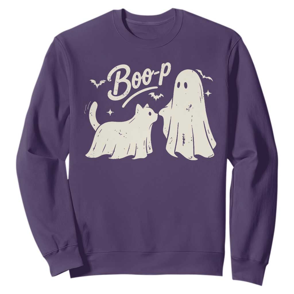 Funny Boo Boop Cat Ghost Halloween Sweatshirt Cat Lovers Gifts