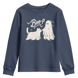 Funny Boo Boop Cat Ghost Halloween Youth Sweatshirt Cat Lovers Gifts