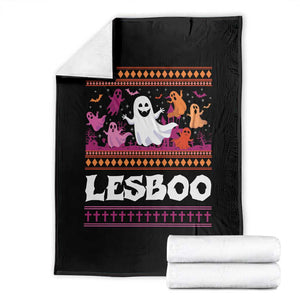 Funny Halloween Lesbian Throw Blanket Lesboo Ghost Bat LGBT Graveyard TS11 Black Print Your Wear