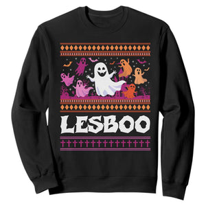 Funny Halloween Lesbian Sweatshirt Lesboo Ghost Bat LGBT Graveyard TS11 Black Print Your Wear