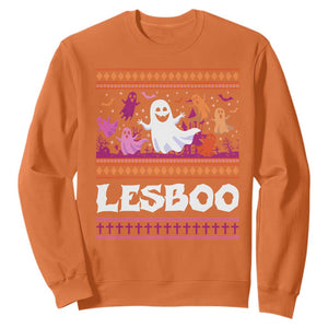 Funny Halloween Lesbian Sweatshirt Lesboo Ghost Bat LGBT Graveyard TS11 Orange Print Your Wear