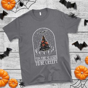 Halloween Christmas T Shirt Tis The Season To Be Creepy Xmas Tree Skeleton Snowy TS11 Charcoal Print Your Wear