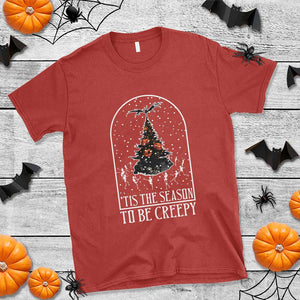 Halloween Christmas T Shirt Tis The Season To Be Creepy Xmas Tree Skeleton Snowy TS11 Red Print Your Wear