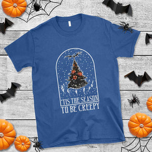 Halloween Christmas T Shirt Tis The Season To Be Creepy Xmas Tree Skeleton Snowy TS11 Royal Blue Print Your Wear