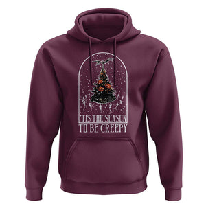 Halloween Christmas Hoodie Tis The Season To Be Creepy Xmas Tree Skeleton Snowy TS11 Maroon Print Your Wear