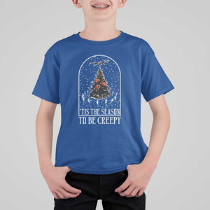 Halloween Christmas T Shirt For Kid Tis The Season To Be Creepy Xmas Tree Skeleton Snowy TS11 Royal Blue Print Your Wear