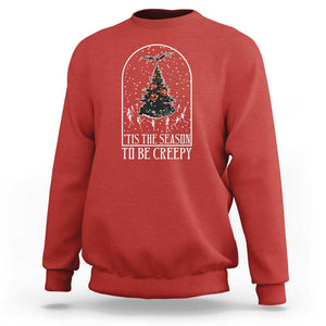 Halloween Christmas Sweatshirt Tis The Season To Be Creepy Xmas Tree Skeleton Snowy TS11 Red Print Your Wear