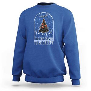 Halloween Christmas Sweatshirt Tis The Season To Be Creepy Xmas Tree Skeleton Snowy TS11 Royal Blue Print Your Wear