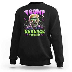 Funny Trump Halloween Sweatshirt Trump Revenge Tour 2024 Scary Zombie Bat Moon TS11 Black Print Your Wear