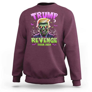 Funny Trump Halloween Sweatshirt Trump Revenge Tour 2024 Scary Zombie Bat Moon TS11 Maroon Print Your Wear