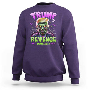 Funny Trump Halloween Sweatshirt Trump Revenge Tour 2024 Scary Zombie Bat Moon TS11 Purple Print Your Wear