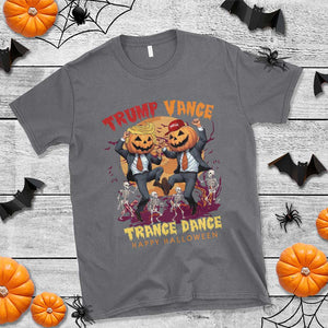 Funny Trump Vance Halloween T Shirt Trump Vance Trance Dance Pumpkin Skeleton Dancing Moon TS11 Charcoal Print Your Wear