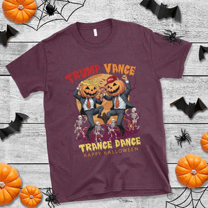 Funny Trump Vance Halloween T Shirt Trump Vance Trance Dance Pumpkin Skeleton Dancing Moon TS11 Maroon Print Your Wear