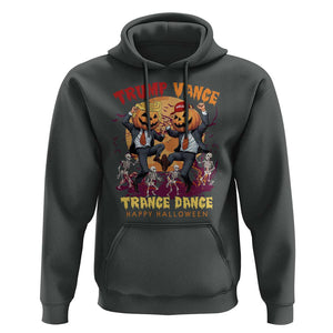 Funny Trump Vance Halloween Hoodie Trump Vance Trance Dance Pumpkin Skeleton Dancing Moon TS11 Dark Heather Print Your Wear