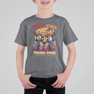 Funny Trump Vance Halloween T Shirt For Kid Trump Vance Trance Dance Pumpkin Skeleton Dancing Moon TS11 Charcoal Print Your Wear