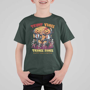 Funny Trump Vance Halloween T Shirt For Kid Trump Vance Trance Dance Pumpkin Skeleton Dancing Moon TS11 Dark Forest Green Print Your Wear