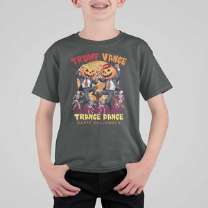 Funny Trump Vance Halloween T Shirt For Kid Trump Vance Trance Dance Pumpkin Skeleton Dancing Moon TS11 Dark Heather Print Your Wear